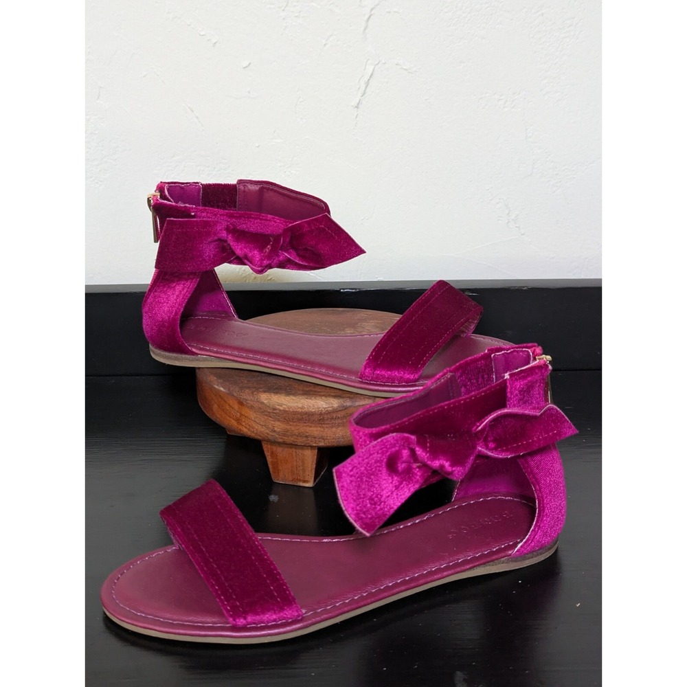 Bamboo Open Toe Gladiator-Style Fuchsia Faux Crushed Velvet Sandals Size‎ 7